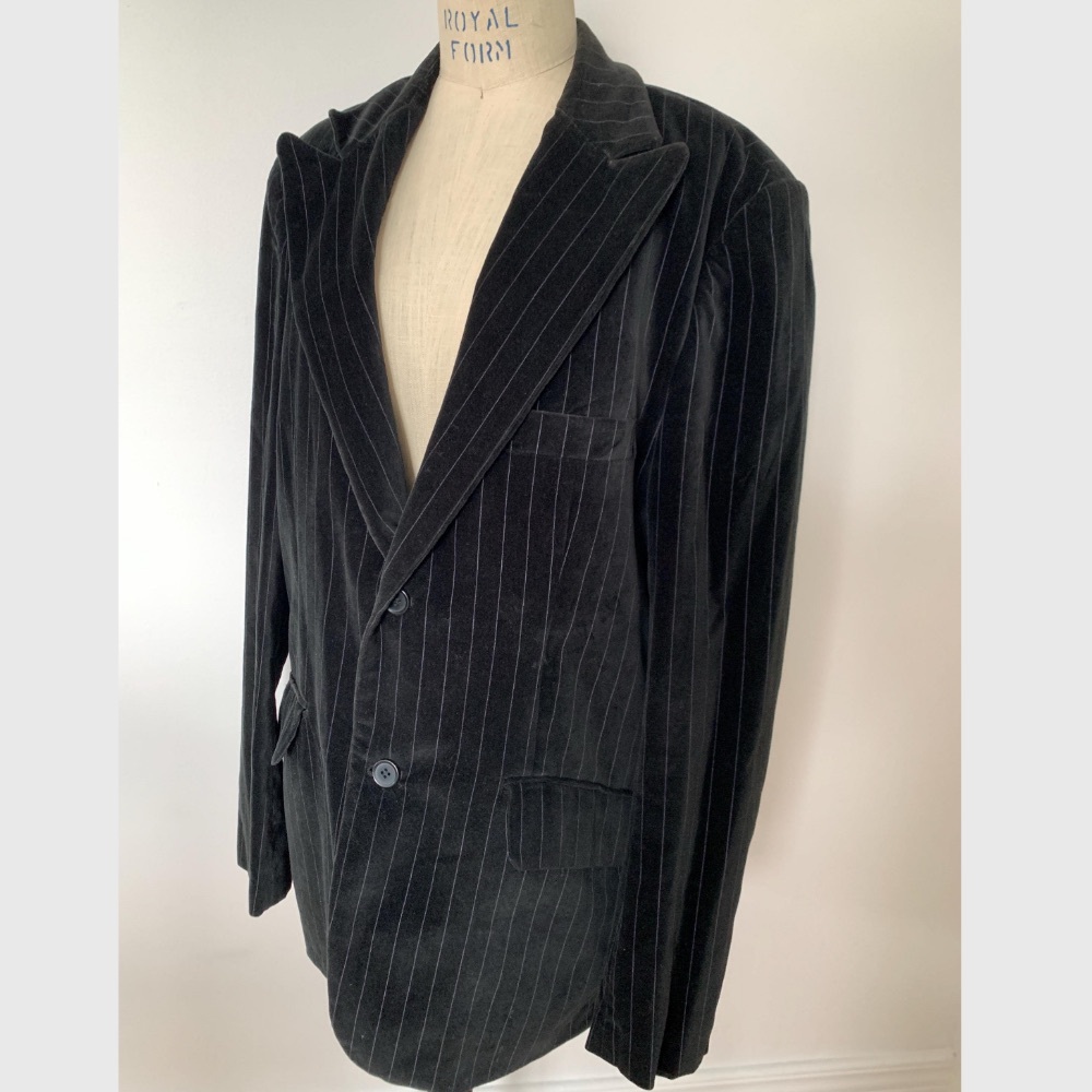 Vintage Men’s Black Velvet Pinstripe Jacket